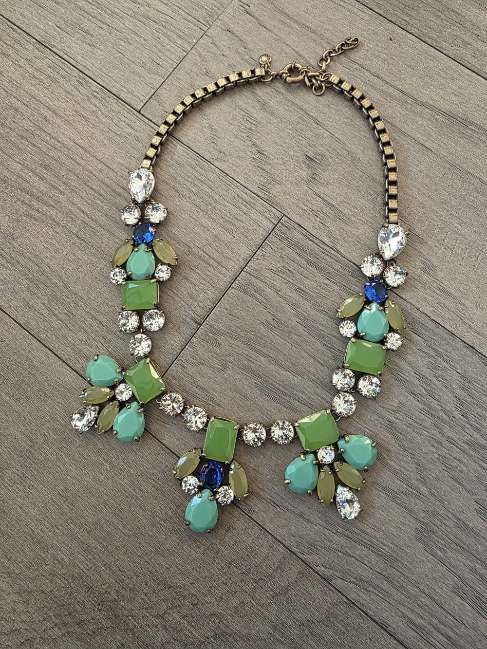 J Crew Green and Blue Statment Necklace